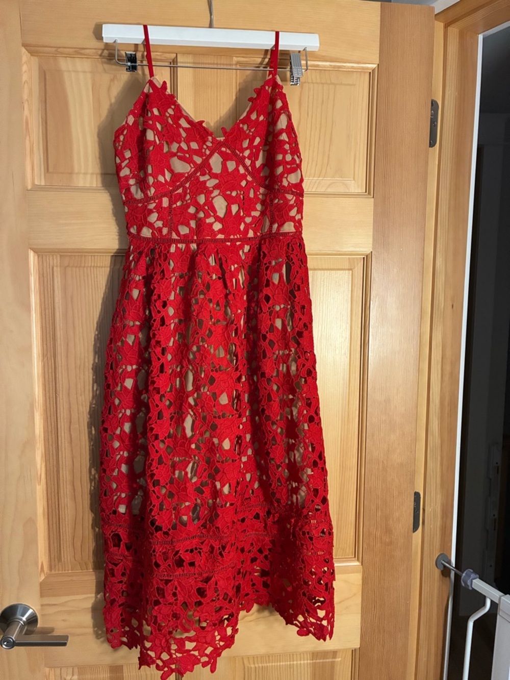 Red Crochet Lace Spaghetti Strap Dress